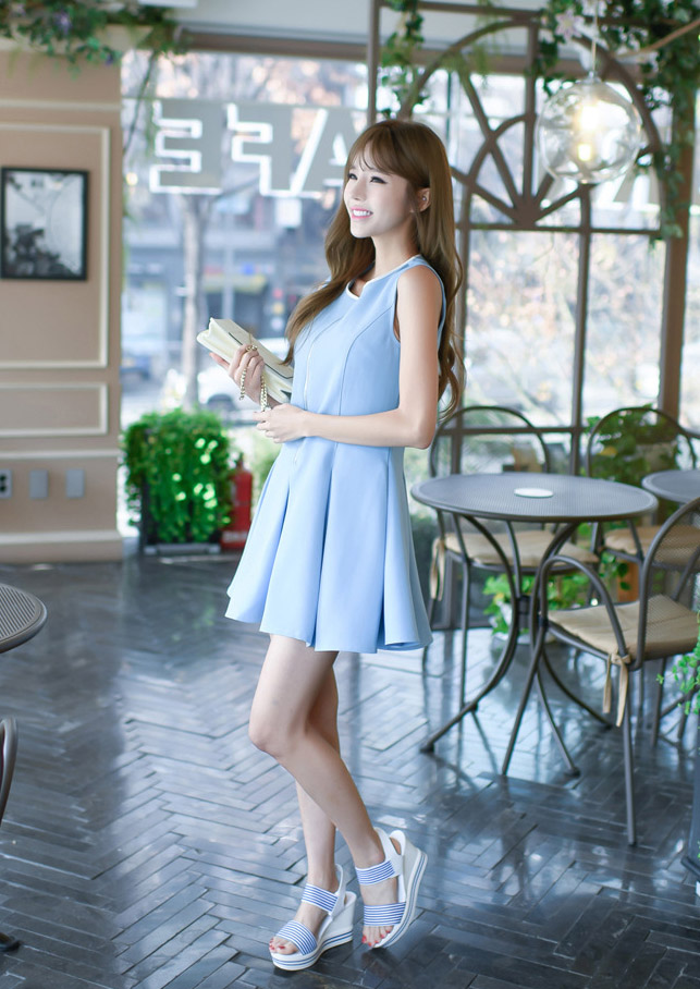 ファッションショップAya☆ブループリーツ・ミニワンピース