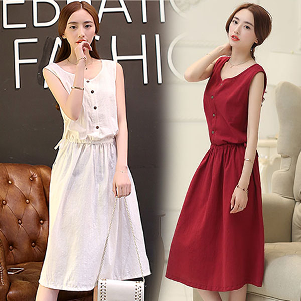 ファッションショップaya ノースリーブ シンプル ワンピース